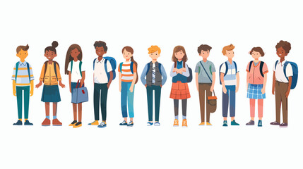 Group of school children isolated. background to school. vector