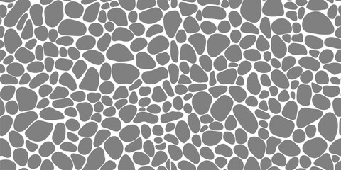Gravel and pebble stone pattern for floor tile or paving, vector background. Mosaic gravel and cobblestone pebbles pattern of soft shape stones, ceramic rocks and round irregular cobbles for tile
