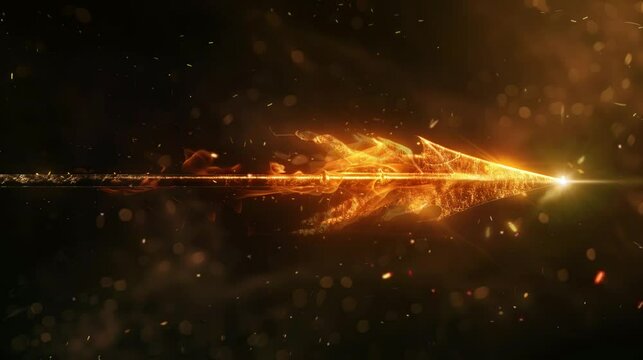 an arrow that flies out emits fire. seamless looping time-lapse virtual 4k video Animation Background.