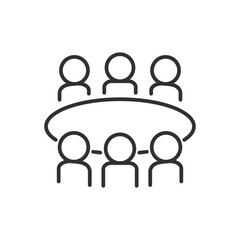 People at the table, linear icon. Meeting. Line with editable stroke