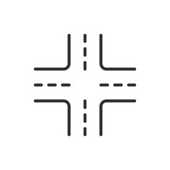 Crossroads, linear icon, road. Line with editable stroke
