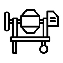 Concrete Mixer Vector Line Icon Design