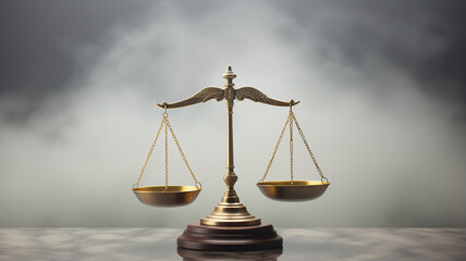 The scales of justice are a symbol of law and authority, weighing guilt is a legal concept of truth - obrazy, fototapety, plakaty