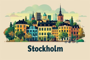 Minimalist Illustration of Stockholm

