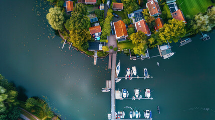 Small recreational harbor in The Netherlands - obrazy, fototapety, plakaty
