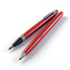Red pens isolated on a white background. 3d render image.