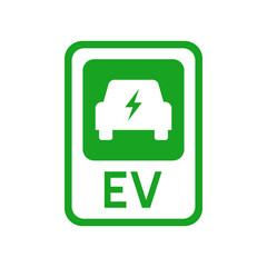 EV charging and parking sign, Electric car charging point icon, Vector illustration