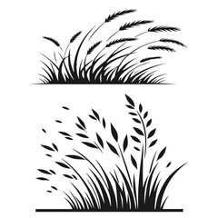 Grass vector silhouette isolated on white background