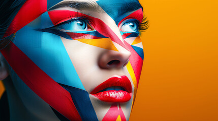 Colorful Creative Makeup Portrait - Abstract Art on Female Face