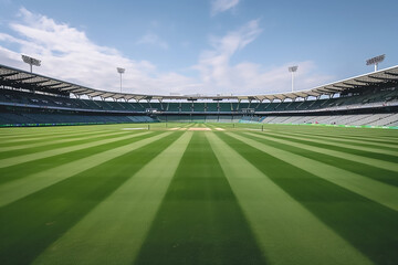 Beautiful view of Cricket stadium with green grass