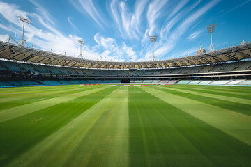 Beautiful view of Cricket stadium with green grass