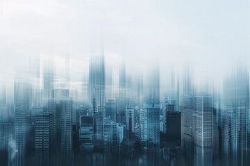 Blue-toned abstract cityscape with dynamic motion blur