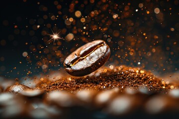 Dynamic Pouring Coffee Beans Close-Up