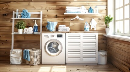 Cozy Home Laundry Room Interior Design - obrazy, fototapety, plakaty