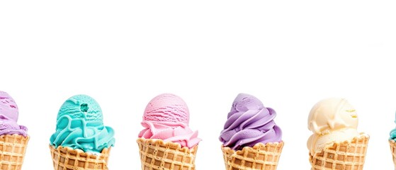 Colorful Array of Ice Cream Cones on Display