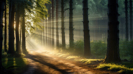 forest with sun rays