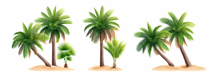 Realistic Palm tree composition set