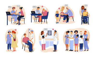 Health workers illustrations in flat design