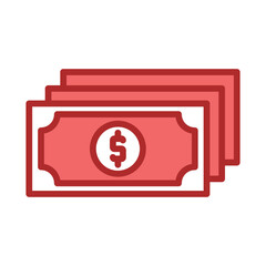 Currency red line filled icon