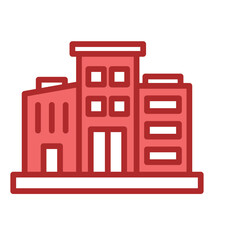 Office Building red line filled icon