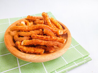 Kue Akar Kelapa or coconut root snack, traditional snack from Indonesia. With a crunchy texture and sweet taste