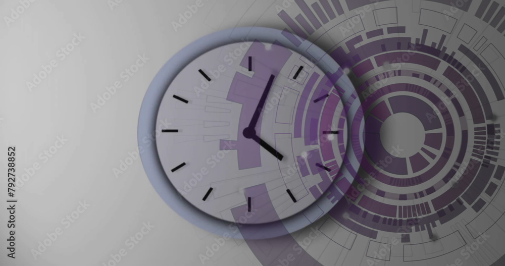 Aufkleber image of scope scanning and data processing over clock ticking