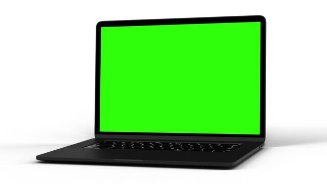 Animated modern devices with green screen mockups on white background.