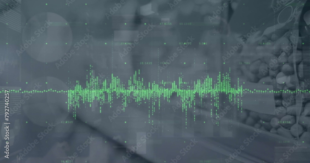 Poster image of financial data processing over grey background