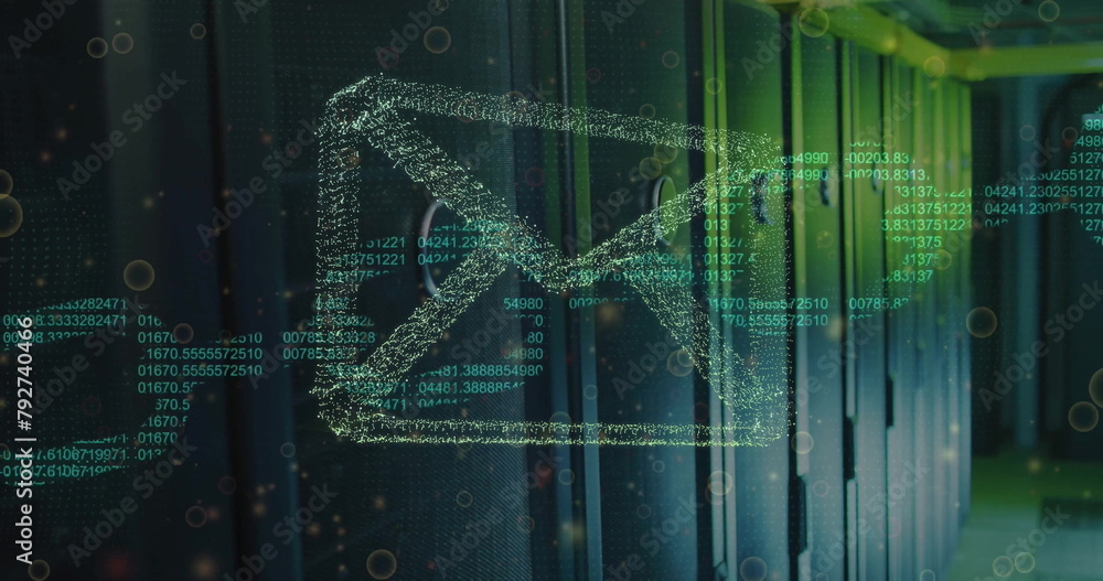 Poster image of envelope, data processing over computer servers