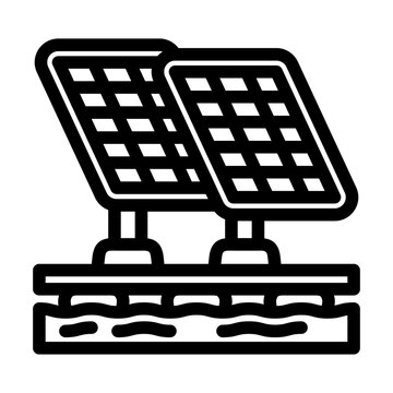 recommend clip art: floating solar panel line icon vector. floating solar panel sign. isolated contour symbol black illustration