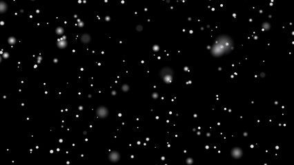 Snow falling down on black background overlay