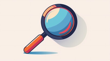 A stylish magnifying glass icon on a solid white background