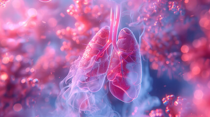 3d illustration visualized lung cancer concept. human organ function, science, healthcare in vibrant color and futuristic mood and tone. - 792741450