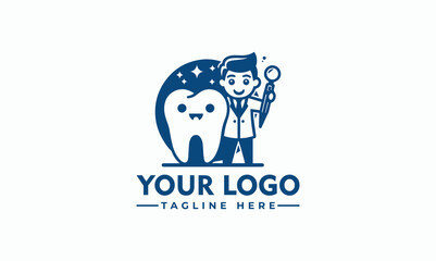 Dental Clinic logo template, Dental Care logo designs vector, Health Dent Logo design vector template linear style Character