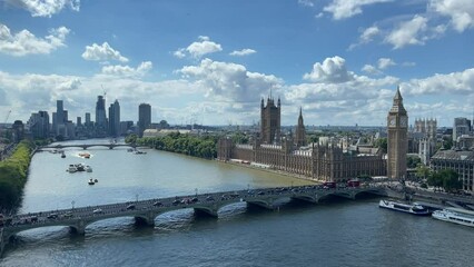 Big ben and river thames view from london eye ferries wheel - Powered by Adobe