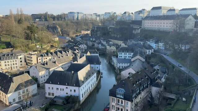 Luxembourg old town view from chemin de la corniche