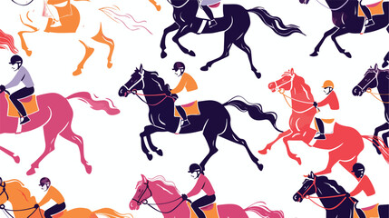 Jockey on racing Horses. Horseback riding hippodrome - obrazy, fototapety, plakaty