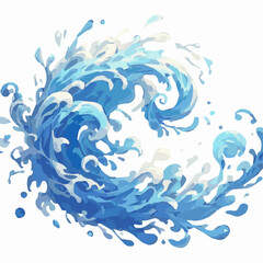 Water waves watercolor vector illustration isolated on white background