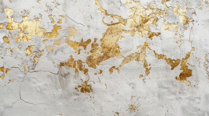 Contrasts in Decay: Gold Leaf on Cracked Concrete Wall - Generative AI - 792744049