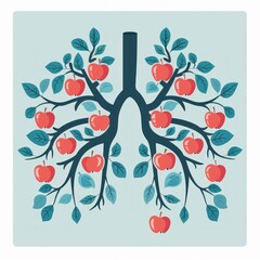 The Breath of Nature: Apple Tree Branches as Human Lungs - Generative AI Art - 792744214