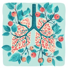The Breath of Nature: Apple Tree Branches as Human Lungs - Generative AI Art - 792744240