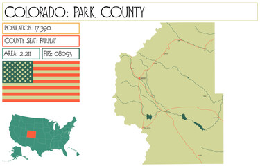 Large and detailed map of Park County in Colorado USA.