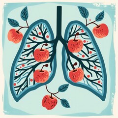 The Breath of Nature: Apple Tree Branches as Human Lungs - Generative AI Art