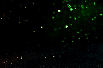 Emerald Bokeh Lights Abstract. Blurred shine bokeh for overlay effect.