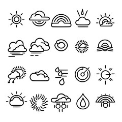 weather icons, sun icon, cloud icon, rain icon, storm icon, moon icon, snow icon, wind icon, temperature icon, cloudy icon, weather, icon, sun, vector, set, cloud, rain, symbol, illustration, storm