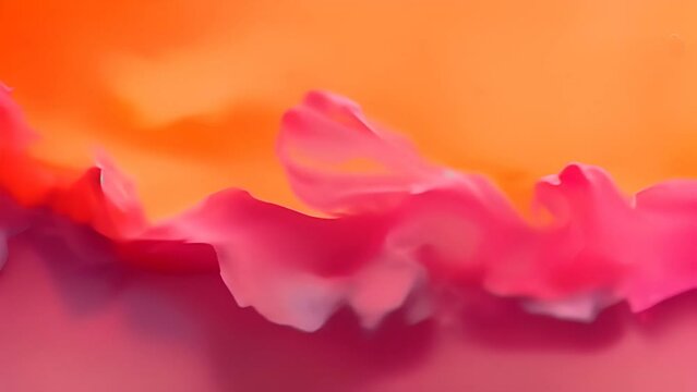 Abstract Acrylic Waves, abstract background, Close-up of a Colorful Painting in Pink and Peach Colors