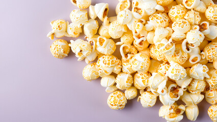 Popcorn close-up on gray background