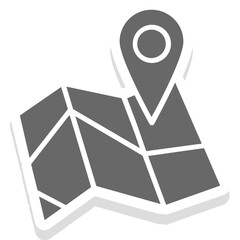 Gps Map Icon in Sticker Style