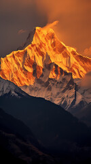 Naklejka premium Mountain peak illustration, mountain range PPT background illustration