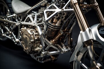 Fototapeta premium A close up of a custom chopper style motorcycle engine